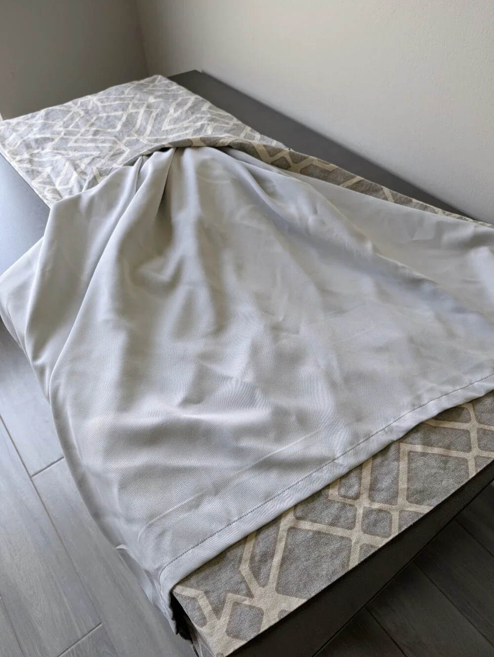 Pottery Barn Gray Cream Geometric Curtain Linen Cotton Size 50